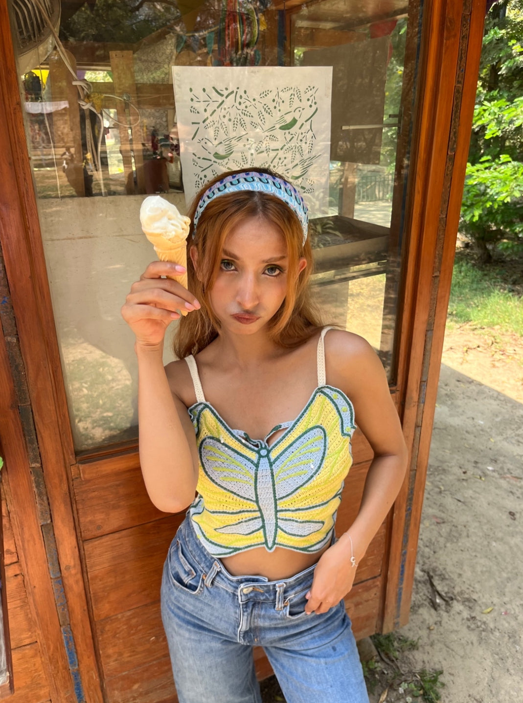 Y2K Butterfly top yellow