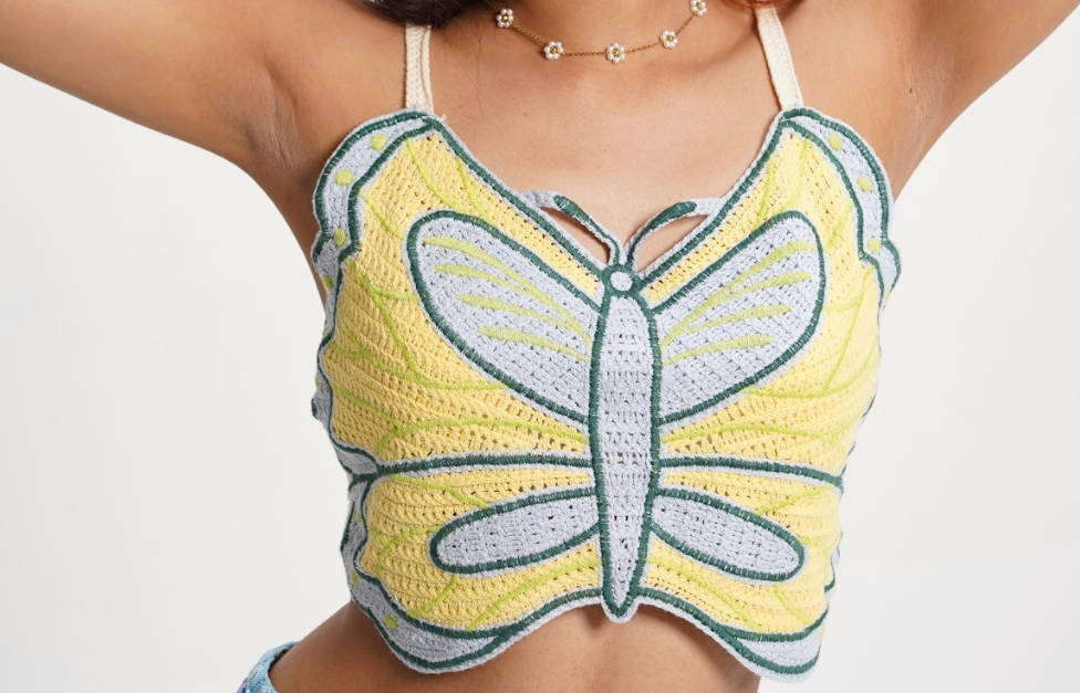Y2K Butterfly top yellow